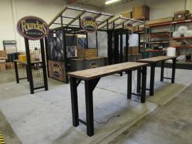 Modular Outdoor Serving Stations for a Brewery with Tables, Counters, Ceilings, and Graphics