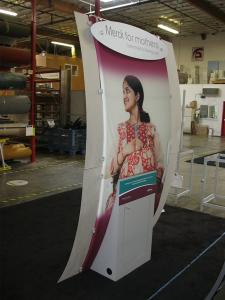 Custom Kiosk with Recycled Tension Fabric Structure, Eco Panel Locking Storage, and Eco Glass Wing Accents -- Image 2