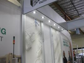 eSmart Customized ECO-2033 with Fabric Graphics, LED Lights, and Extended Center Section.  Shown with the ECO-4C Podium -- Image 3