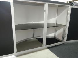 RENTAL:  Modified RE-2009 with Arch Canopy, (6) Small Monitor Mounts, (1) Large Monitor Mount, (2) RE-1228 Counters, (4) RE-1250 Counters, (10) RE-170 Literature Shelves, and (1) RE-1229 Large Monitor Kiosk -- Image 4
