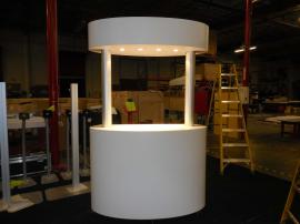 Custom Wood Kiosk with Overhead Lights, Storage, and Casters -- Image 1