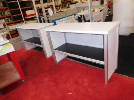 (2) Modular Serving Tables with Graphics and Rear Shelf