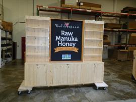 Custom Wood Fabrication Cabinets and Shelves with Fabric Graphic