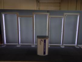RENTAL: Custom Backwall with LED Backlighting, and RE-1221 Counter (Built to match existing graphics)