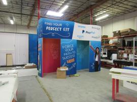 Custom Curved Gravitee Modular Island with Curved Panels and Fabric and Direct Print Graphics