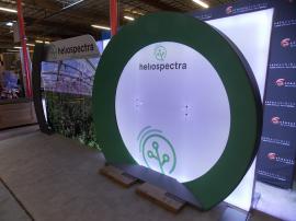 Custom ecoSmart Sustainable Inline Exhibit with Backlit SEG Graphics, Tension Fabric Graphic Accents, Dual Monitor Mounts, and Header