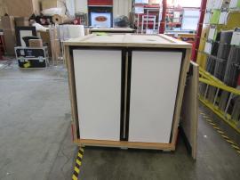 (6) Custom Wood Counters with Locking Storage and Shipping Crates