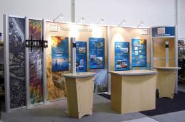 RENTAL Exhibit:  10 x 20 Hybrid Inline with Modular Counters and Direct Print Graphics -- Image 1
