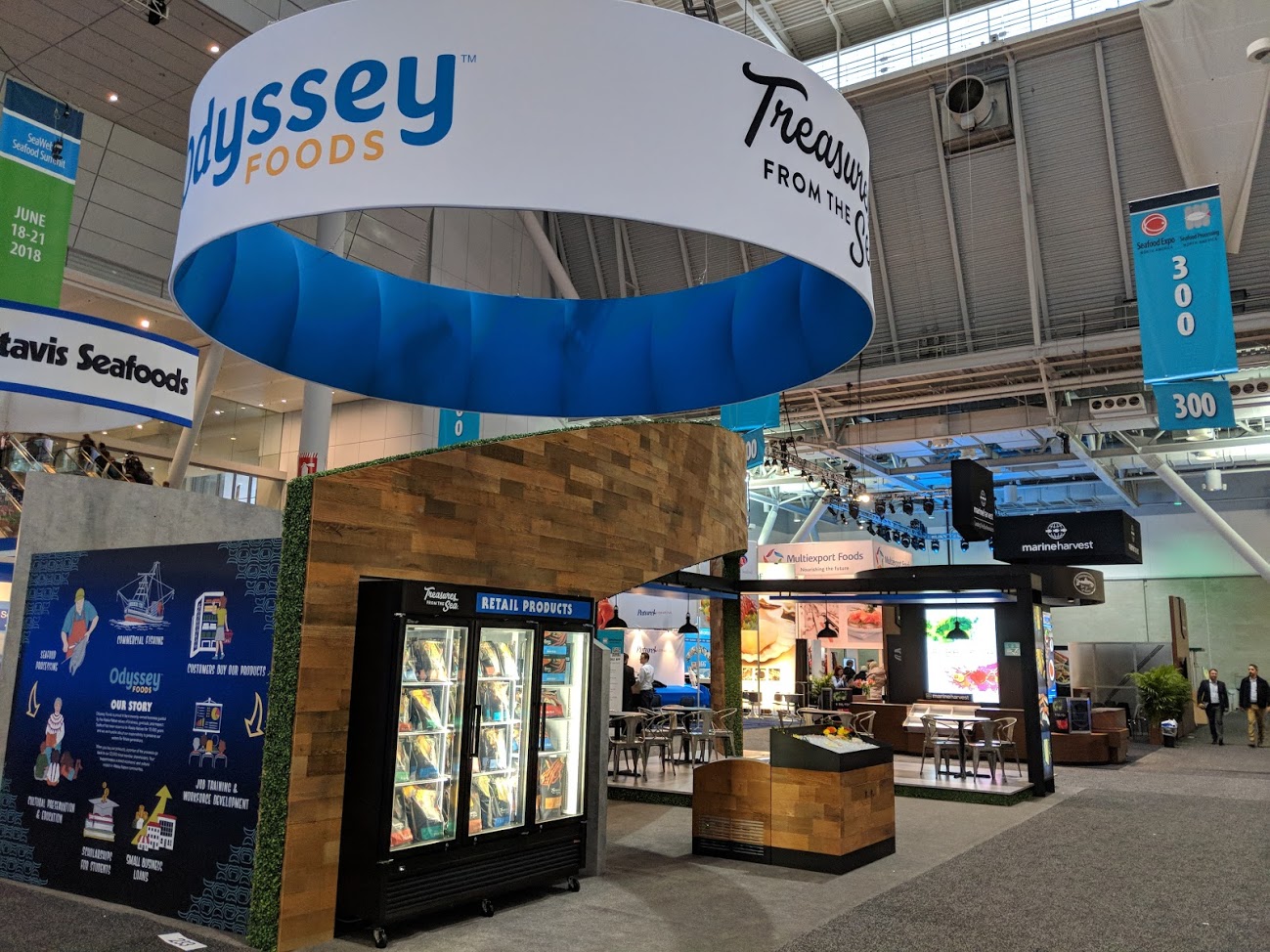 Custom Exhibit for Odyssey Foods. Design by Exhibits Northwest. Build by Classic Exhibits Inc. 