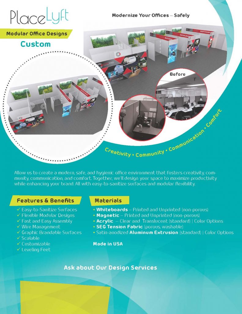 Post-COVID Modular Office Designs with Personal Protection Barriers