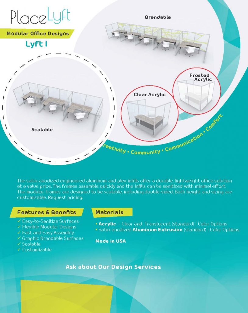 Post-COVID Modular Office Designs with Personal Protection Barriers