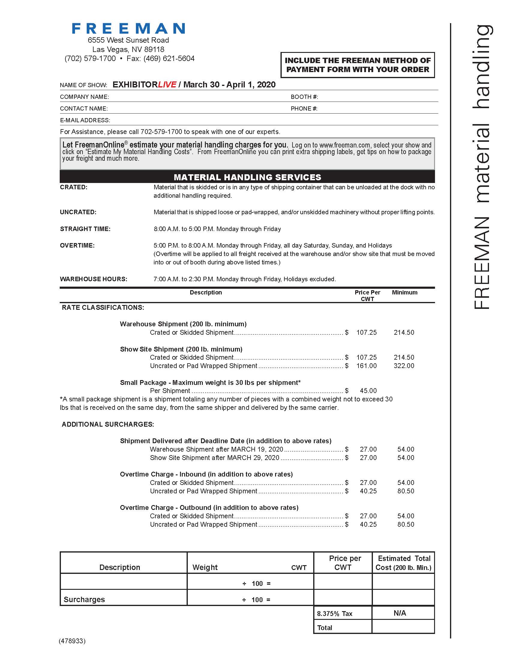 Material Handling Form