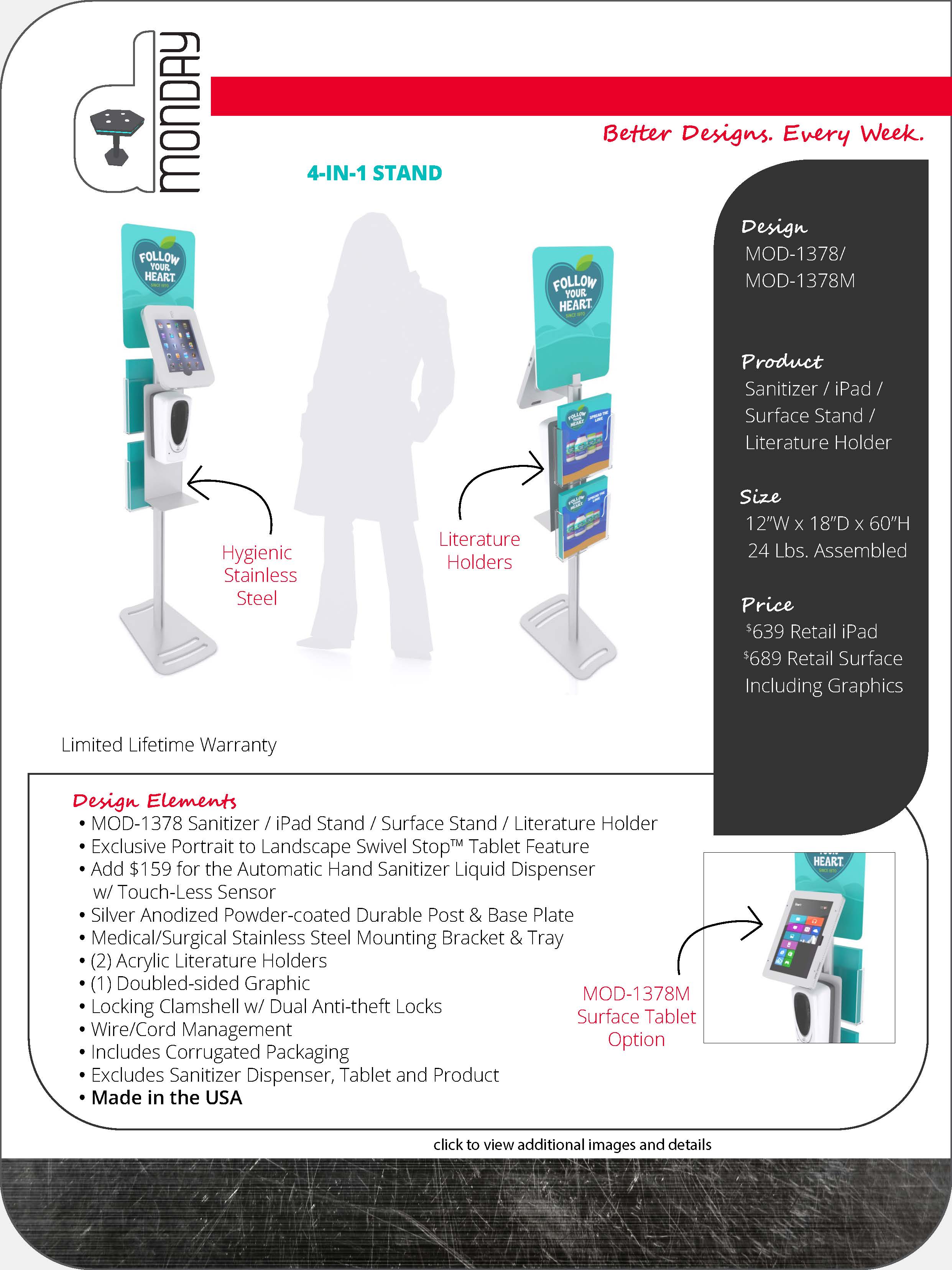 Multi-function Hand Sanitizer Stands with Tablet Option