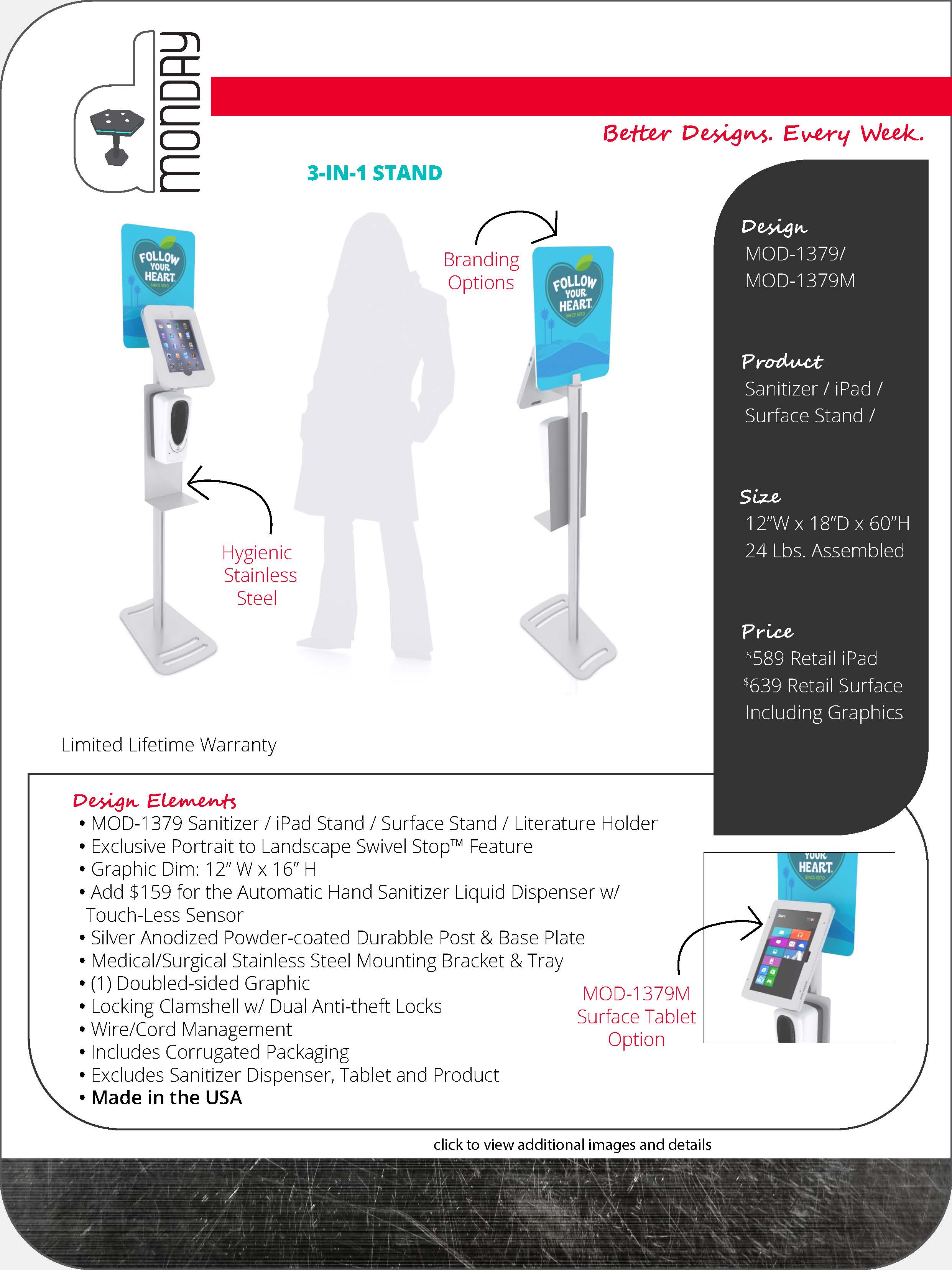 Multi-function Hand Sanitizer Stands with Tablet Option