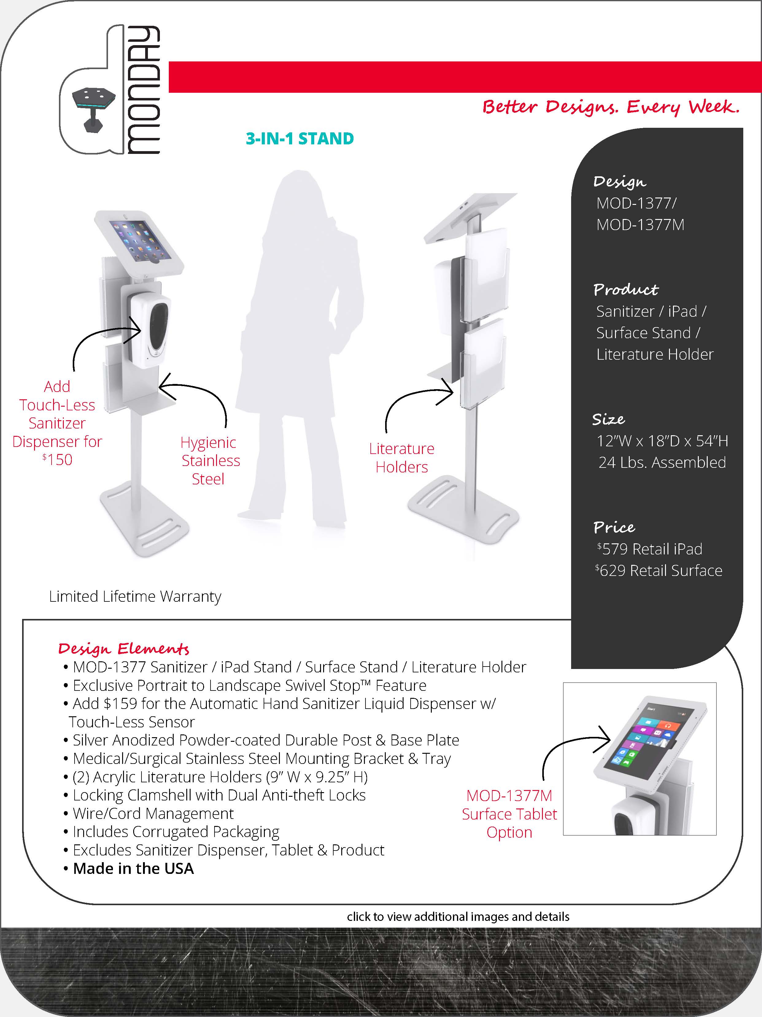 Multi-function Hand Sanitizer Stands with Tablet Option