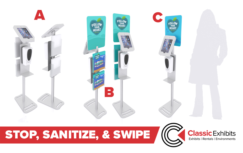 Hand Sanitizer Stands with iPad and Surface Options