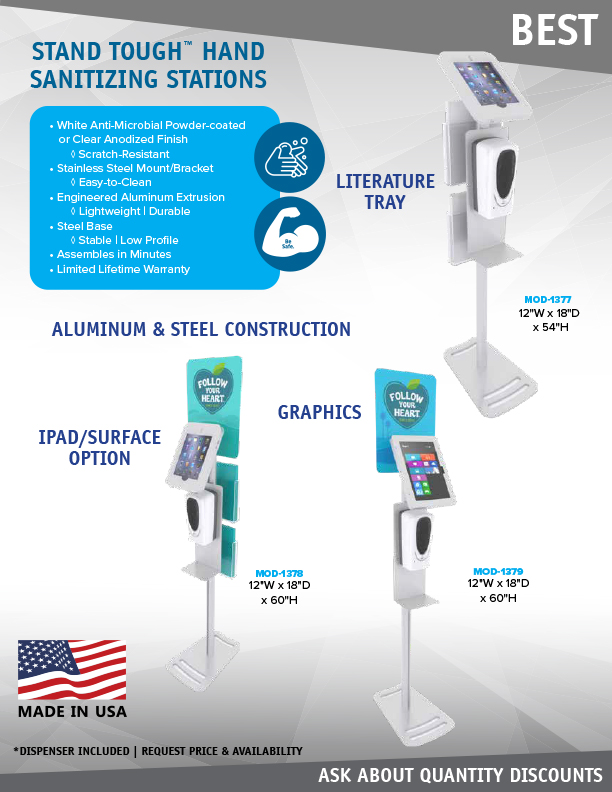 Stand Tough Hand Sanitizer Stands from Classic Exhibits