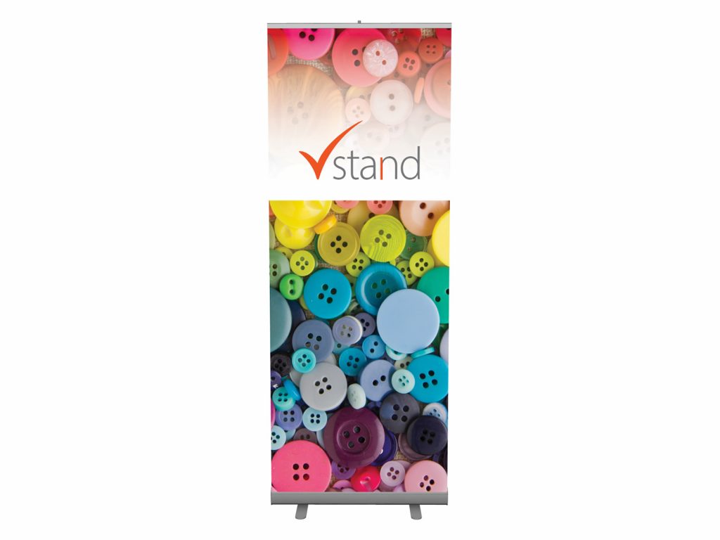 v stand trade show banner